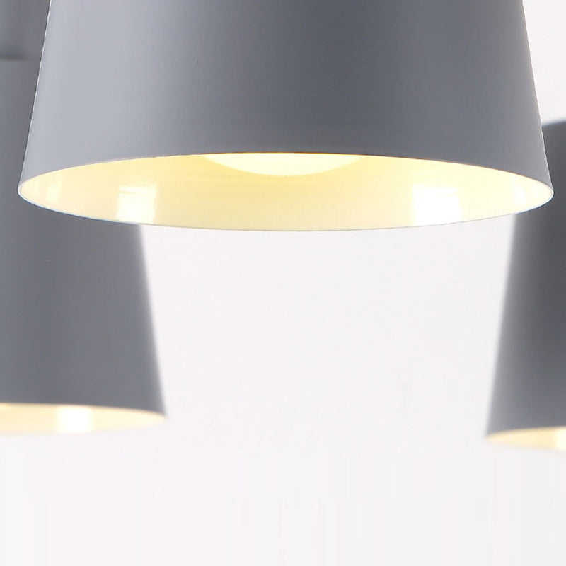 Cone Shade Metal Hanging Lamp Macaron Style Wood Chandelier for Living Room