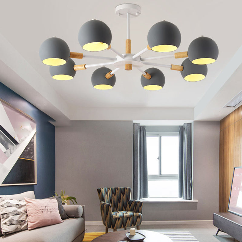 Macaron Domed Shaped Chandelier Light Metallic Lighting Fixture for Living Room