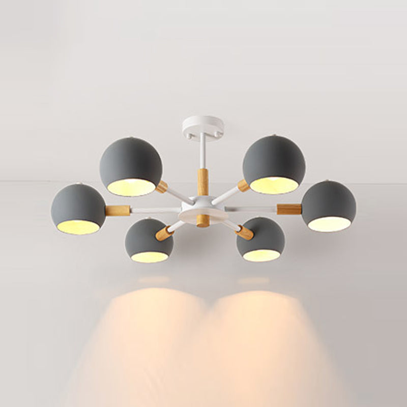 Macaron Domed Shaped Chandelier Light Metallic Lighting Fixture for Living Room