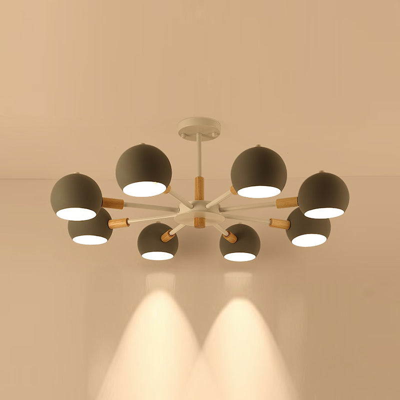 Macaron Domed Shaped Chandelier Light Metallic Lighting Fixture for Living Room