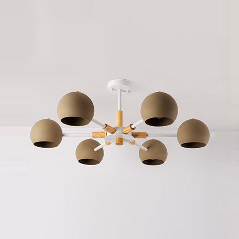 Macaron Domed Shaped Chandelier Light Metallic Lighting Fixture for Living Room