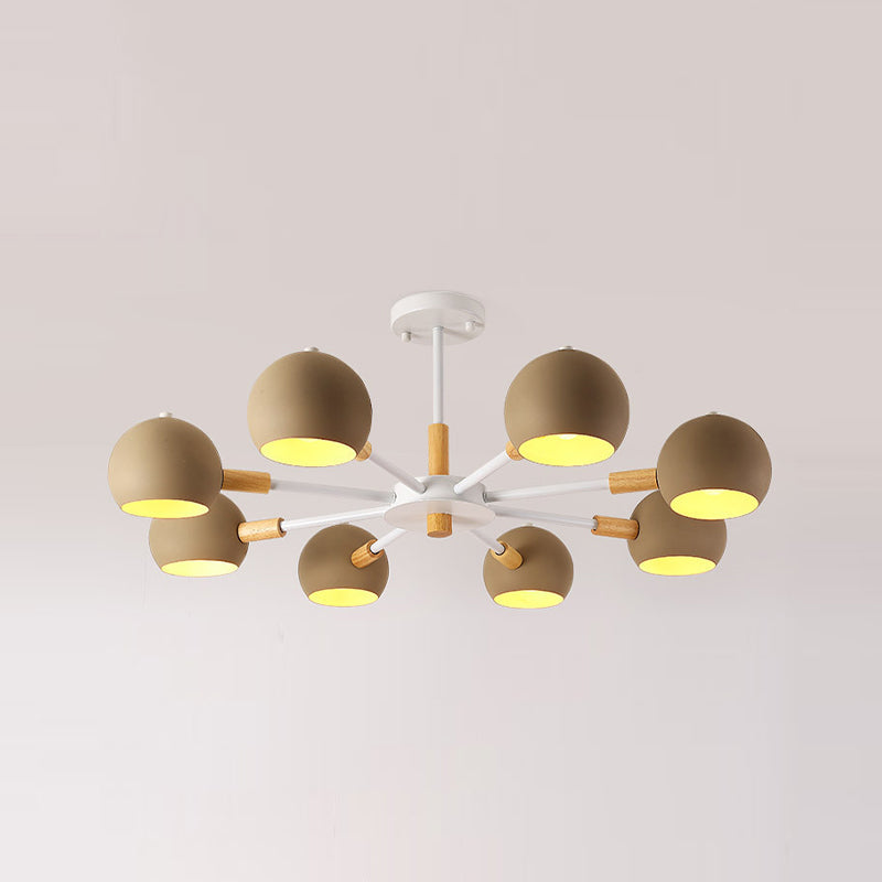 Macaron Domed Shaped Chandelier Light Metallic Lighting Fixture for Living Room