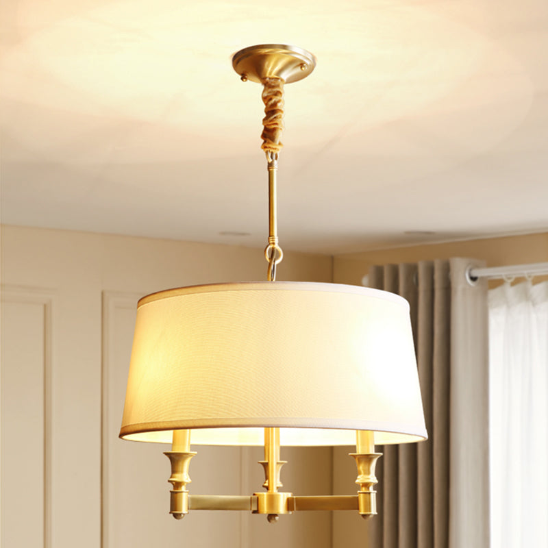 Traditional Copper Chandelier Lighting Fixtures Multi-Head Gold Suspension Light for Living Room