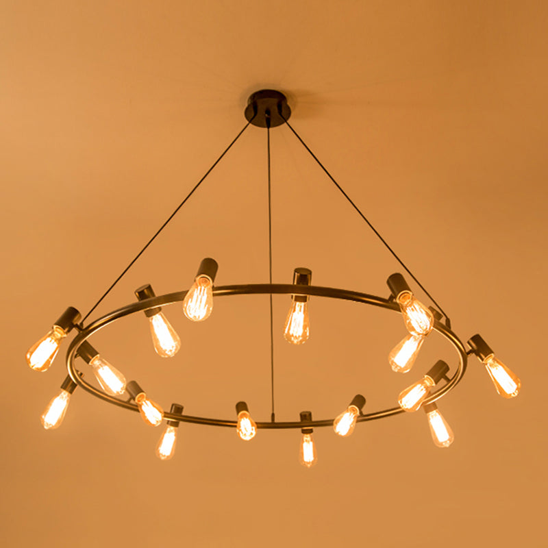 Accesorios de iluminación de araña de ruedas de carretas Luz de suspensión de múltiples cabezas industriales para sala de estar