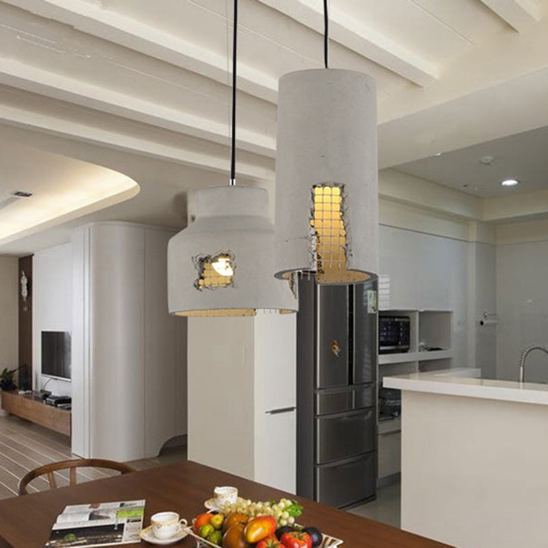 Gray Cement Hanging Light Fixtures Simplicity Suspension Pendant for Bedroom