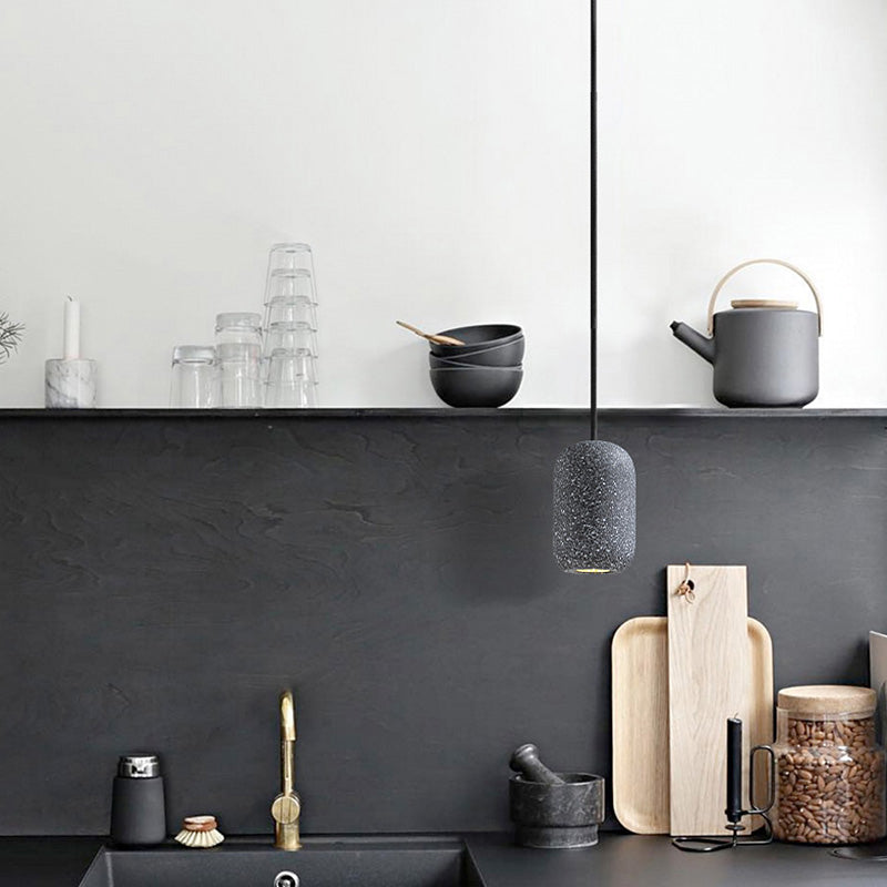 Lámpara de suspensión modernista de luz colgante de cemento cilíndrico para dormitorio