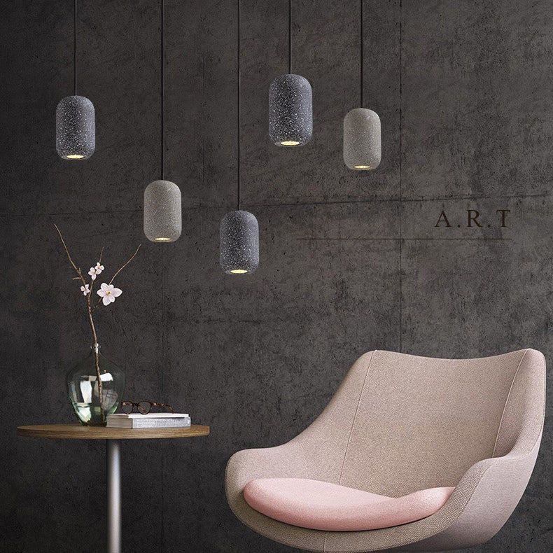 Lámpara de suspensión modernista de luz colgante de cemento cilíndrico para dormitorio