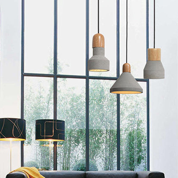 Grey Cement Pendant Light Modernist Suspension Pendant for Bedroom Foyer