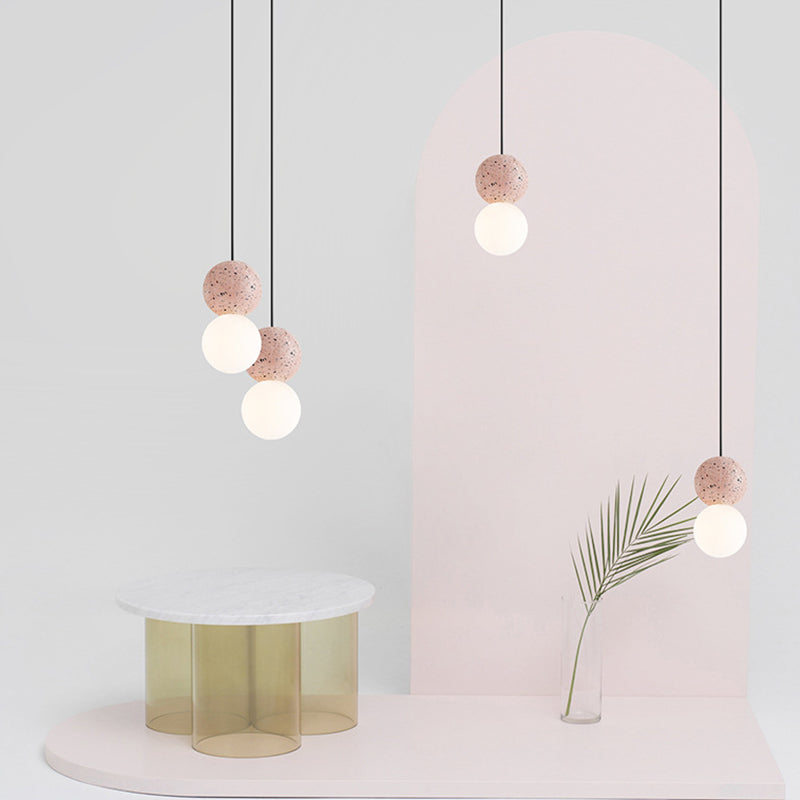 1 Light Stone Pendant Light Modern Minimalist Suspension Lighting for Bedroom