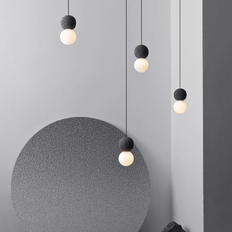 1 Light Stone Pendant Light Modern Minimalist Suspension Lighting for Bedroom