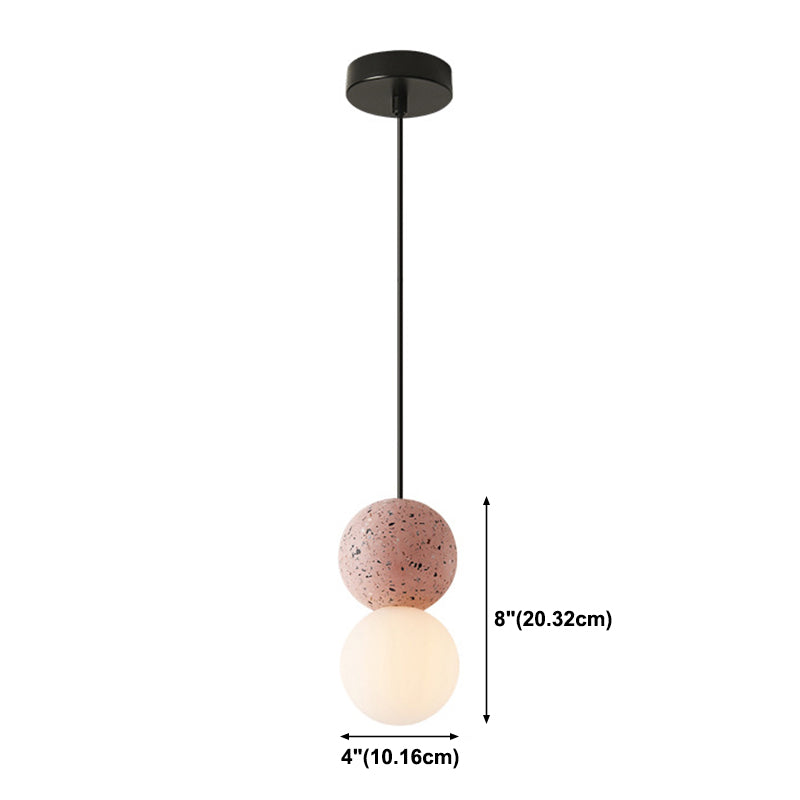 1 Light Stone Pendant Light Modern Minimalist Suspension Lighting for Bedroom
