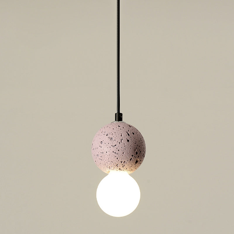 1 Light Stone Pendant Light Modern Minimalist Suspension Lighting for Bedroom