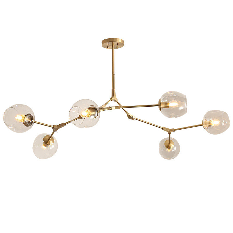 Clear Glass Suspension Lamp Fixture Modern Minimalist Island Light in Brass