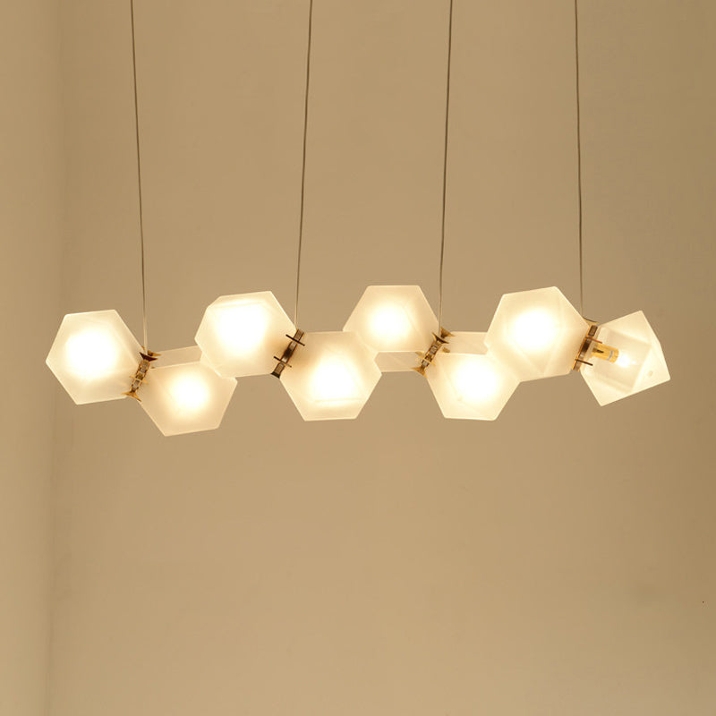 Frosted Glass Island Beleuchtung künstlerischer Esszimmer Suspension Licht in Gold