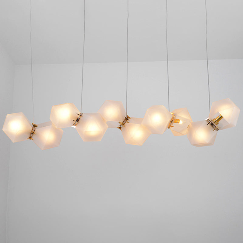 Frosted Glass Island Beleuchtung künstlerischer Esszimmer Suspension Licht in Gold