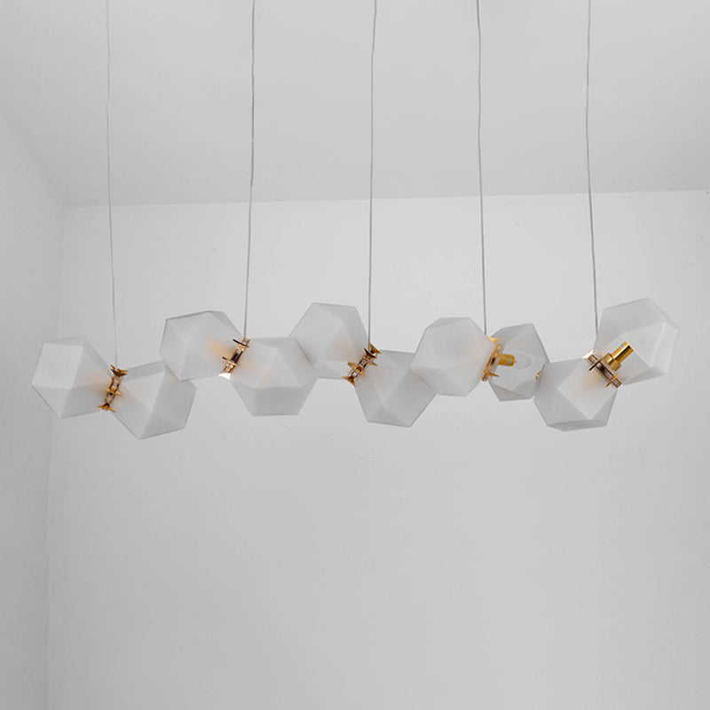 Frosted Glass Island Beleuchtung künstlerischer Esszimmer Suspension Licht in Gold