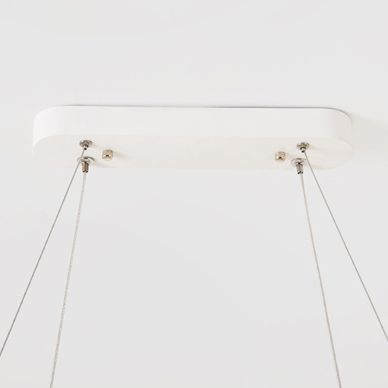 Oval Ring Kitchen Bar Island Light Acrylic LED Simple Hanging Lighting Fixture in Wood