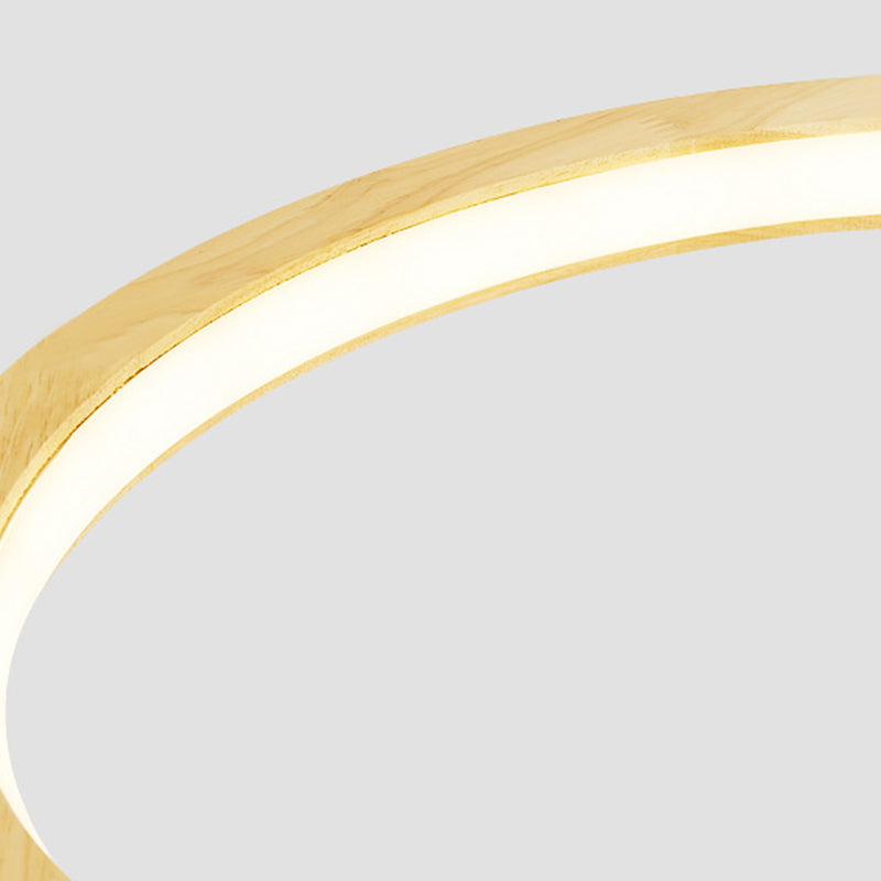 Oval Ring Kitchen Bar Island Light Acrylic LED Simple Hanging Lighting Fixture in Wood