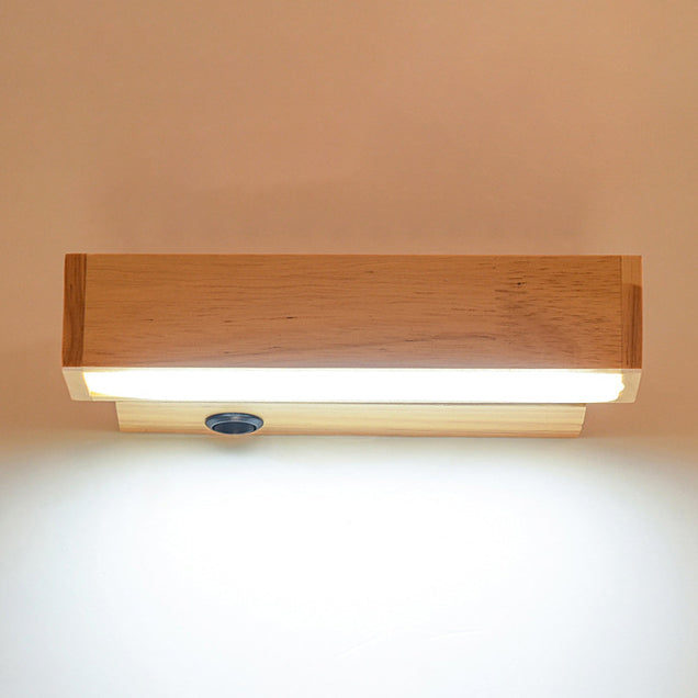 Einfacher Stil rotierende Wandleuchten LED -Holzwandlampe für Schlafzimmer Wohnzimmer