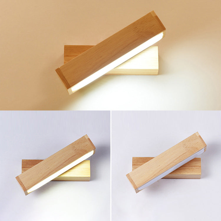 Einfacher Stil rotierende Wandleuchten LED -Holzwandlampe für Schlafzimmer Wohnzimmer