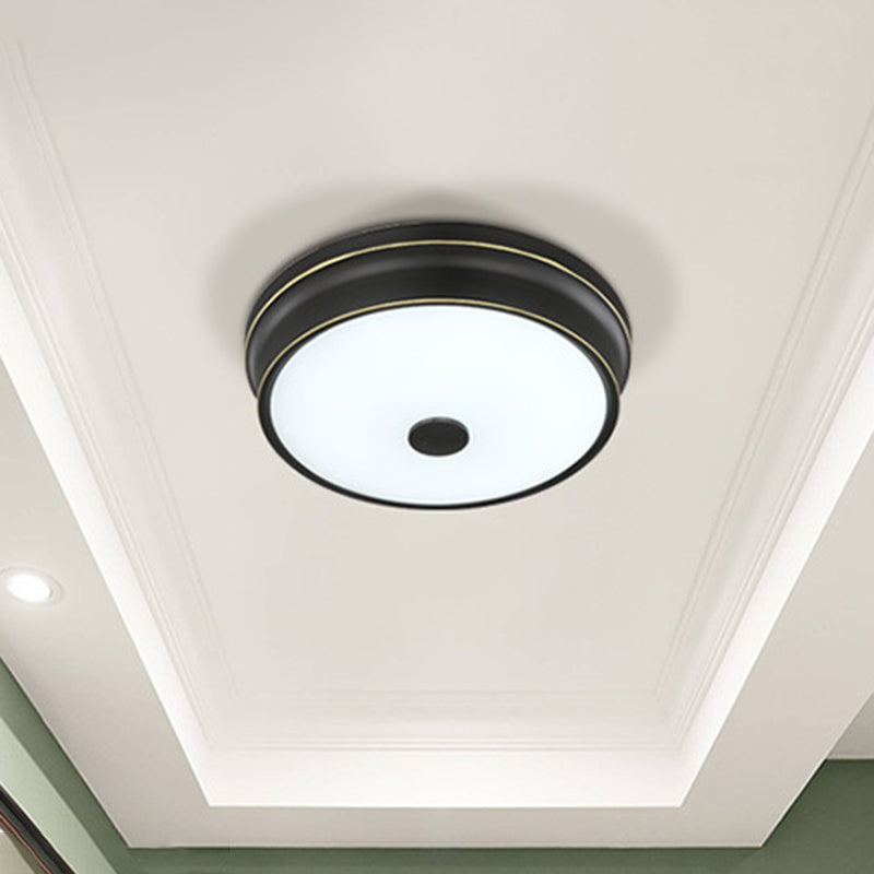Round Glass Shade Ceiling Lamp Vintage LED Flush Mount Lighting for Bedroom