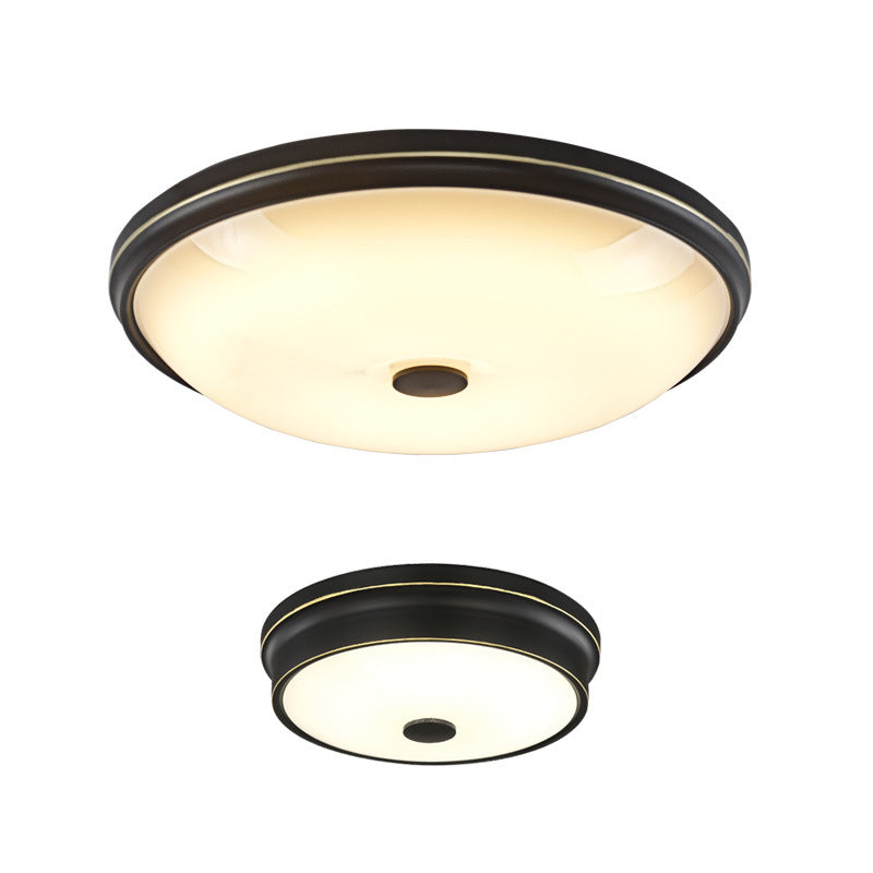 Round Glass Shade Ceiling Lamp Vintage LED Flush Mount Lighting for Bedroom