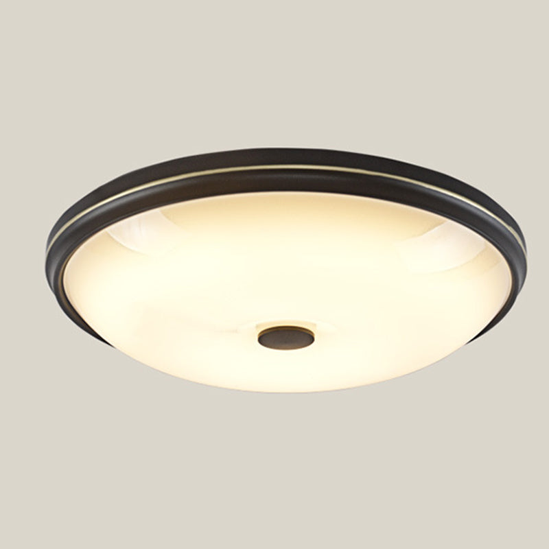 Round Glass Shade Ceiling Lamp Vintage LED Flush Mount Lighting for Bedroom