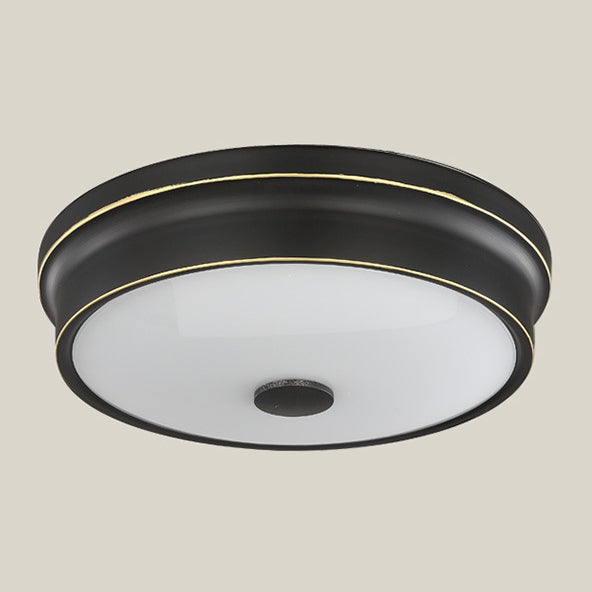 Round Glass Shade Ceiling Lamp Vintage LED Flush Mount Lighting for Bedroom