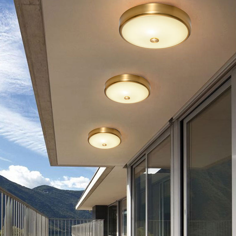 Lampada da incasso rotonda Lampada da incasso tradizionale impermeabile con paralume in vetro