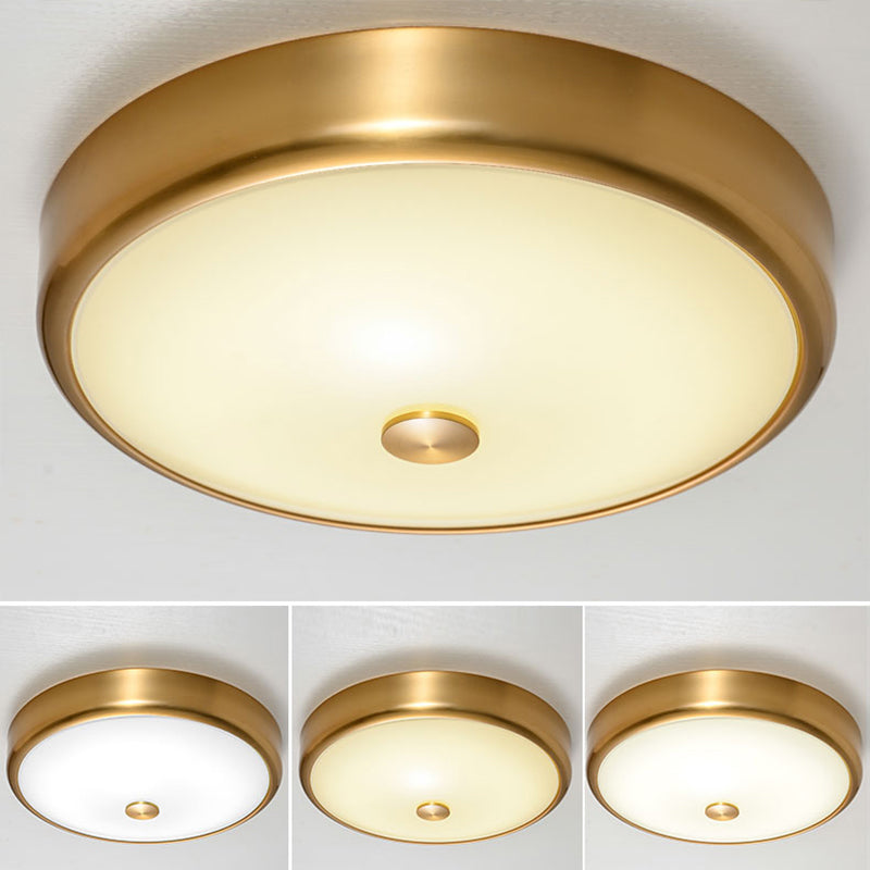 Round Flush Mount Light Traditional Waterproof Flush Mount Light with Glass Shade