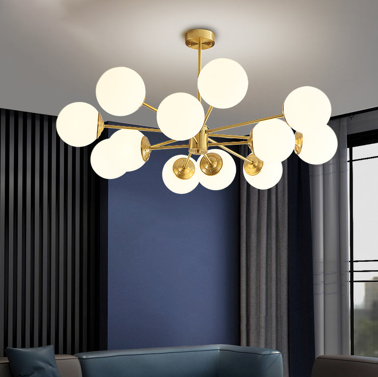 Globe kroonluchter verlichtingsarmaturen Designer Style Multi-Hoofd Suspension Light met witte glazen schaduw