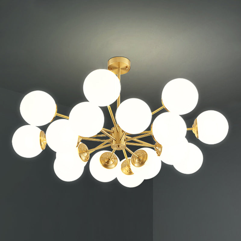 Globe kroonluchter verlichtingsarmaturen Designer Style Multi-Hoofd Suspension Light met witte glazen schaduw
