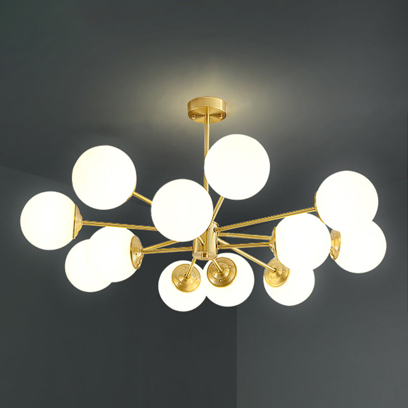 Globe kroonluchter verlichtingsarmaturen Designer Style Multi-Hoofd Suspension Light met witte glazen schaduw