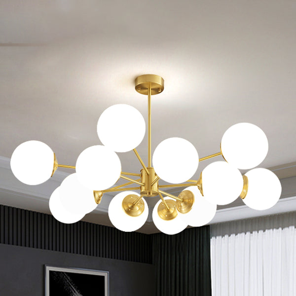 Globe kroonluchter verlichtingsarmaturen Designer Style Multi-Hoofd Suspension Light met witte glazen schaduw