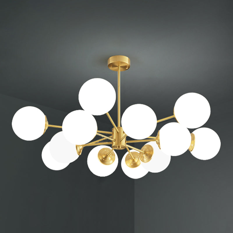 Globe kroonluchter verlichtingsarmaturen Designer Style Multi-Hoofd Suspension Light met witte glazen schaduw