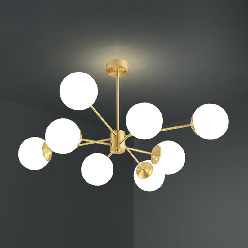 Globe kroonluchter verlichtingsarmaturen Designer Style Multi-Hoofd Suspension Light met witte glazen schaduw