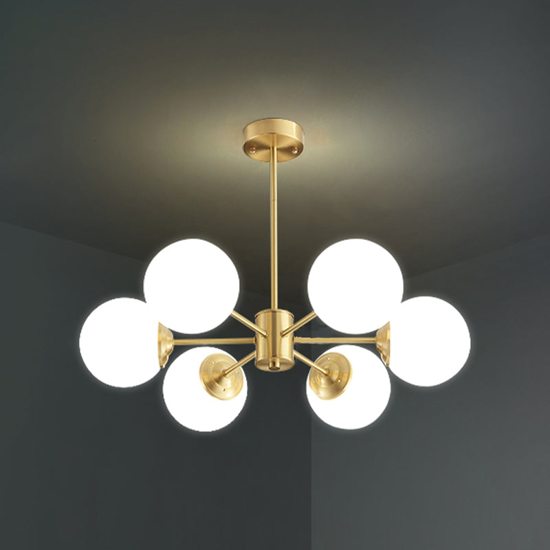 Globe kroonluchter verlichtingsarmaturen Designer Style Multi-Hoofd Suspension Light met witte glazen schaduw