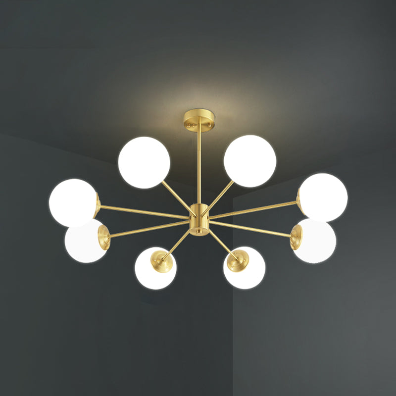 Globe kroonluchter verlichtingsarmaturen Designer Style Multi-Hoofd Suspension Light met witte glazen schaduw