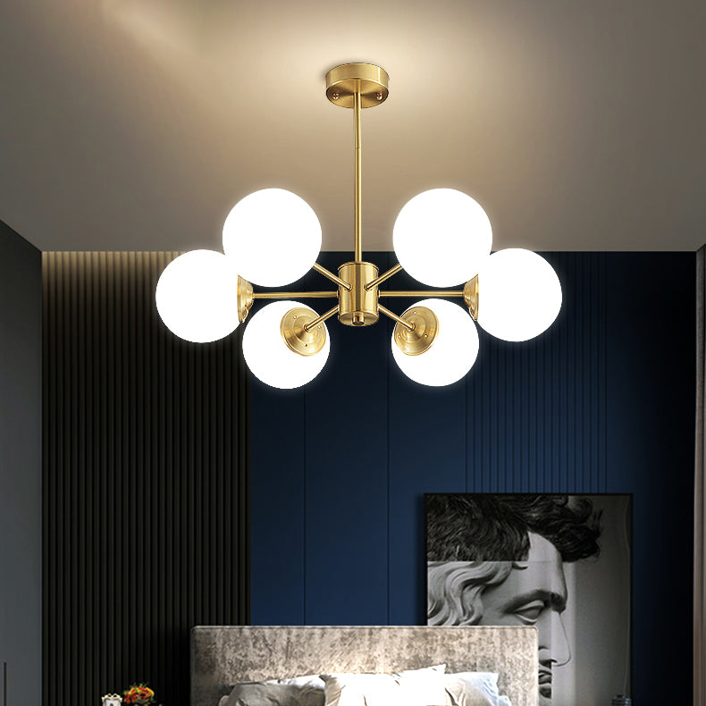Globe kroonluchter verlichtingsarmaturen Designer Style Multi-Hoofd Suspension Light met witte glazen schaduw