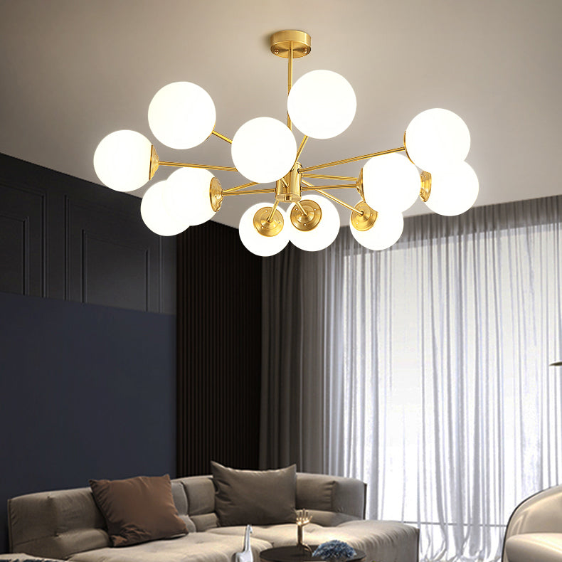 Globe kroonluchter verlichtingsarmaturen Designer Style Multi-Hoofd Suspension Light met witte glazen schaduw