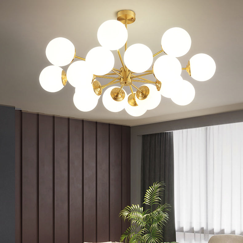 Globe kroonluchter verlichtingsarmaturen Designer Style Multi-Hoofd Suspension Light met witte glazen schaduw