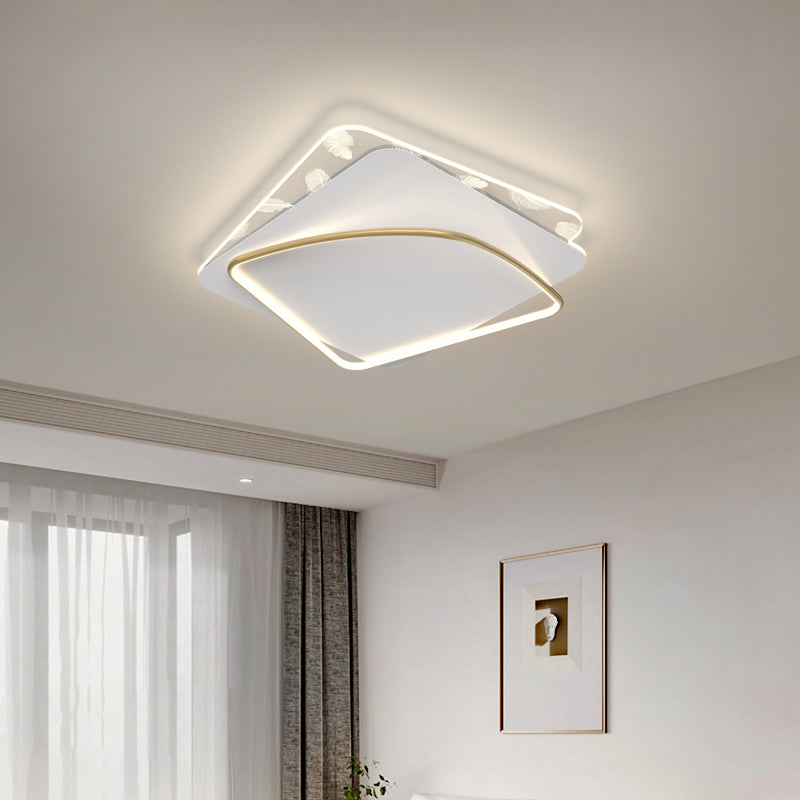 Acrylic Feather LED Flush Mount in Modern Artistic Style Aluminium Geometric Ceiling Fixture