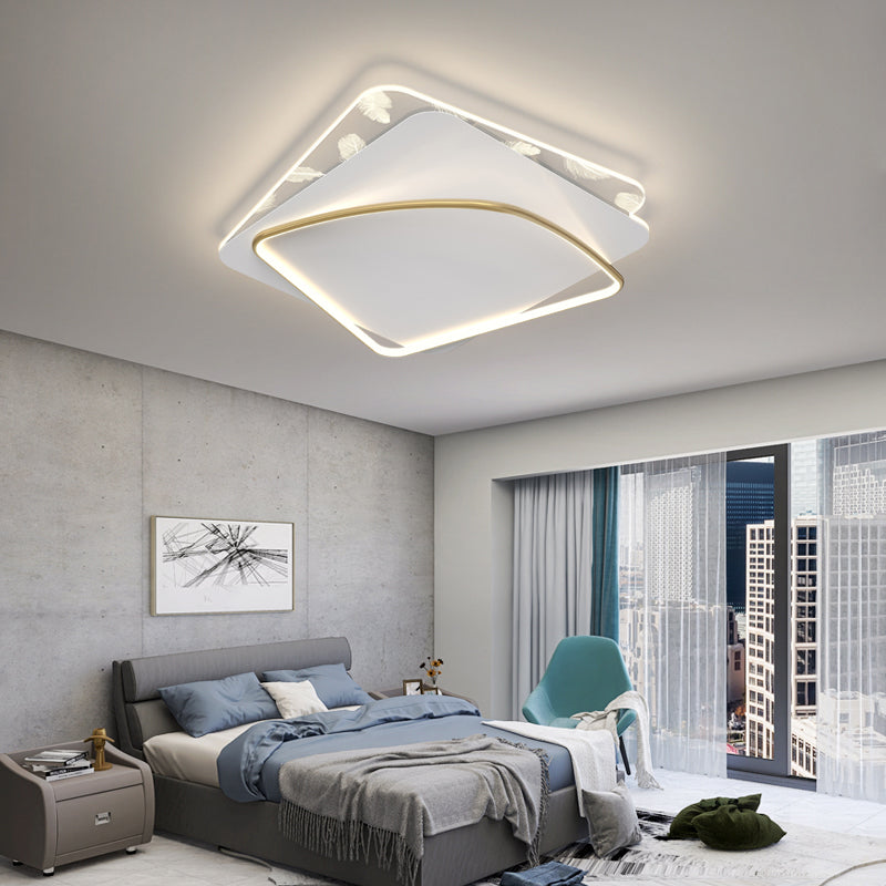 Acrylic Feather LED Flush Mount in Modern Artistic Style Aluminium Geometric Ceiling Fixture