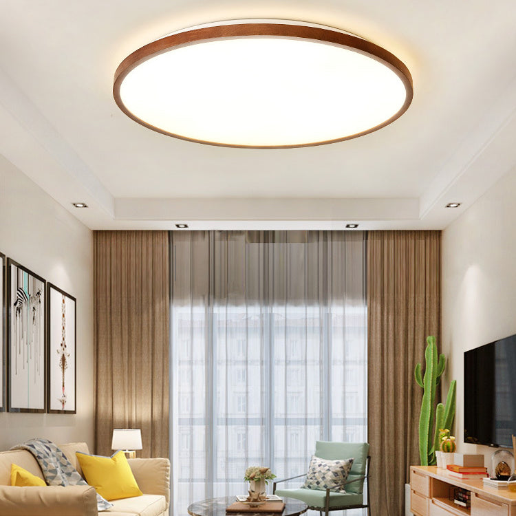 Modern Geometry Shape LED Ceiling Lamp Wood 1 Light Flush Mount for Living Room Aisle
