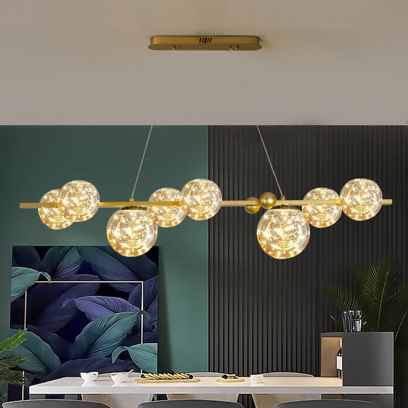 Sphere Island Lighttures Modern Glass Island Chandelier en Gold Finish
