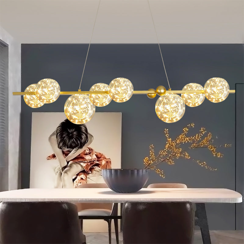 Sphere Island Lighttures Modern Glass Island Chandelier en Gold Finish