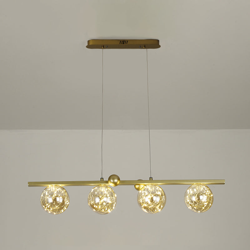 Sphere Island Lighttures Modern Glass Island Chandelier en Gold Finish