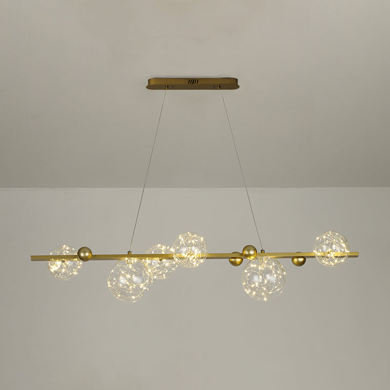 Sphere Island Lighttures Modern Glass Island Chandelier en Gold Finish