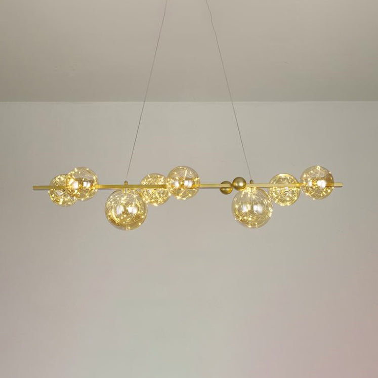 Sphere Island Lighttures Modern Glass Island Chandelier en Gold Finish
