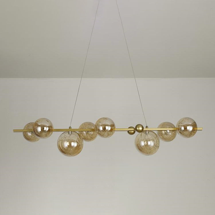 Sphere Island Lighttures Modern Glass Island Chandelier en Gold Finish